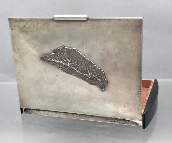 Chinese Silver Cigar Box in Art Deco Style