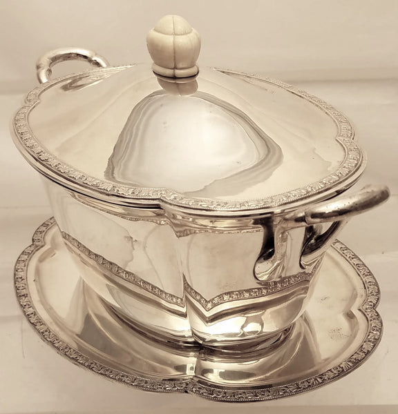 Austrian Continental Silver Tureen / Covered Dish With Matching Tray in Jugendstil Style