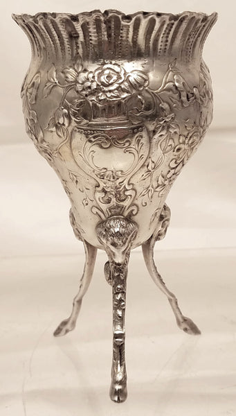 Pair of Silver Footed Vases With Flowers and Bows