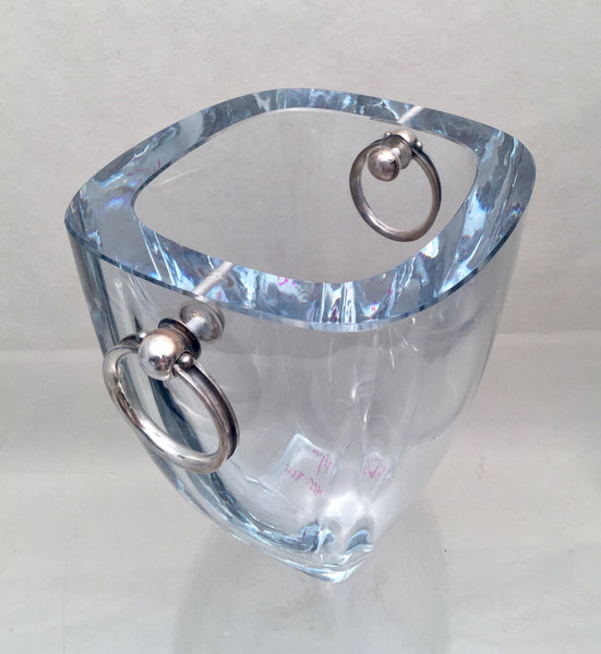 Danish Glass and Sterling Silver Ice Bucket for Bar Set