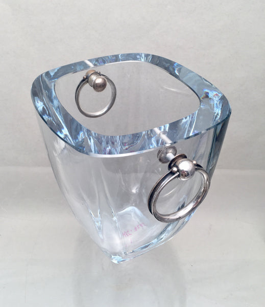 Danish Glass and Sterling Silver Ice Bucket for Bar Set